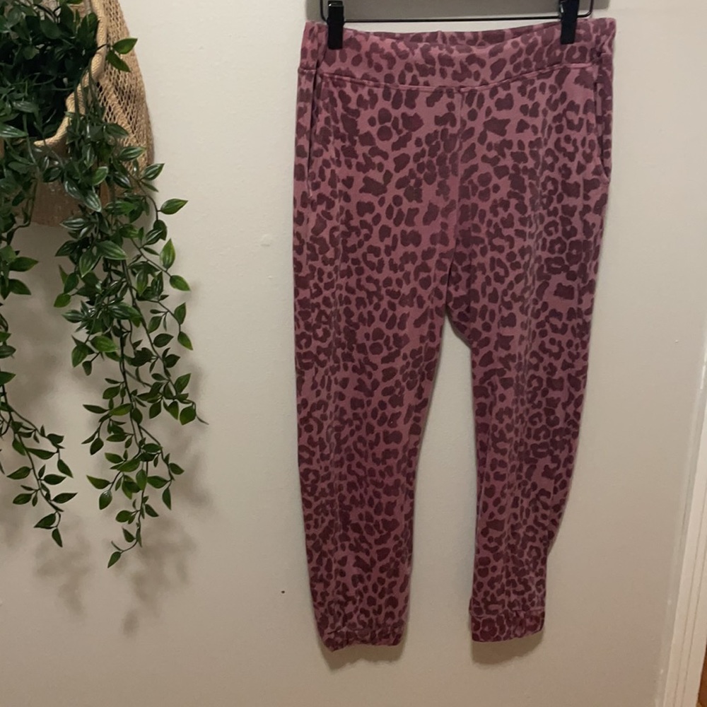 Sundry Leopard Ruched Cuff Sweatpants - Picture 2 of 6